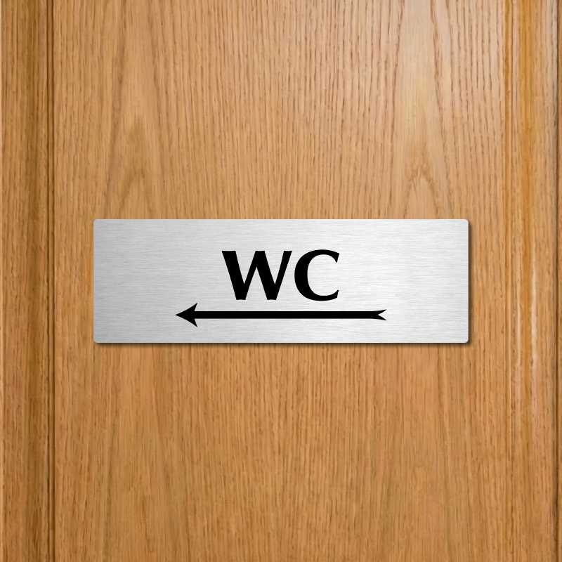 WC vlevo, 200x66mm, stříbrná popiska s imitacemi šroubků